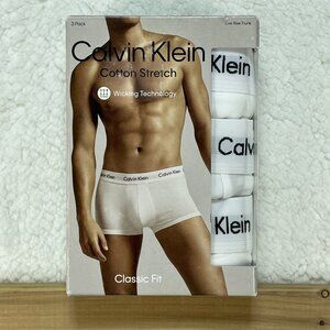 Calvin Klein Low Rise Trunk Brief Mens Sz XL White Cotton Wicking Box of 3 NWT